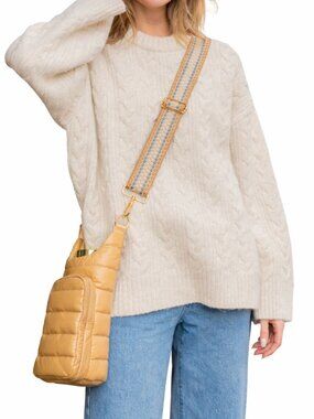 WANDERFULL HydroBag Crossbody Water Bottle Bag Puffer Glossy Camel Tan Gold 11x6